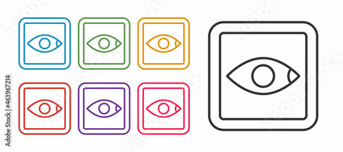 Set line Film or movie cinematography rating or review icon isolated on white background. Set icons colorful. Vector