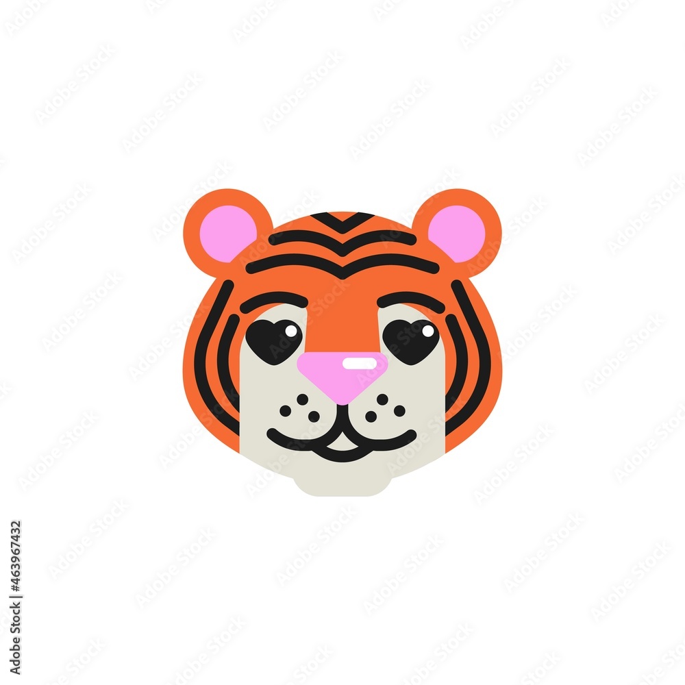 Tiger Smiling Face with Heart-Eyes flat icon Tiger Smiling Face with Heart-Eyes flat icon