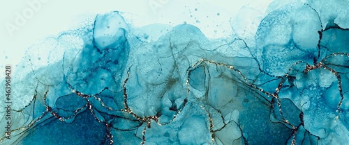 Abstract contrast bright illustration design with copy space background, kintsugi gold elements, alcohol ink technique, contrast modern wallpaper for print, liquid decoration, elegant wall art	