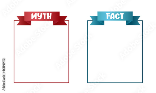 Myths and facts sign. Myths vs Facts header design with frame for text. True or false facts banner.