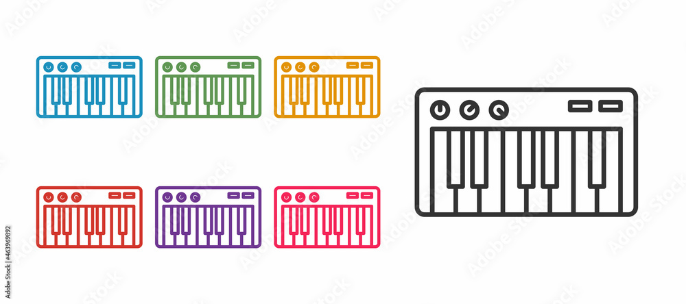 Set line Music synthesizer icon isolated on white background. Electronic piano. Set icons colorful. Vector Set line Music synthesizer icon isolated on white background. Electronic piano. Set icons colorful. Vector