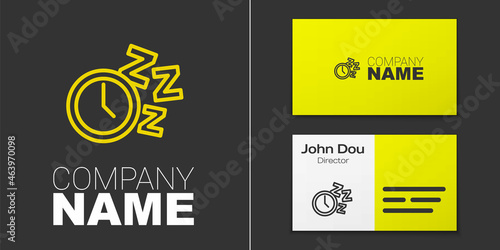 Logotype line Alarm clock icon isolated on grey background. Wake up, get up concept. Time sign. Logo design template element. Vector