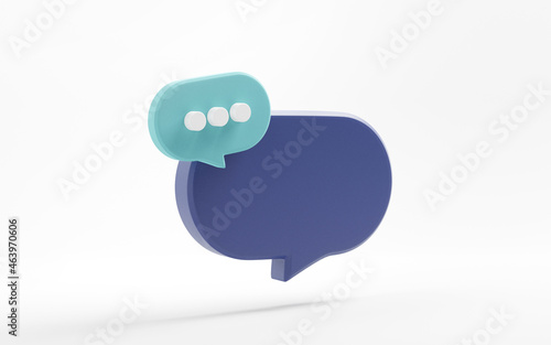 Blank bubble talk or comment sign symbol on white background. copy space, 3d render. photo