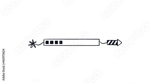 Firecracker loading bar. Doodle download bar filled with square indicators. The holiday of progress is coming soon. Vector Hand-drawn sketch isolated on white background.