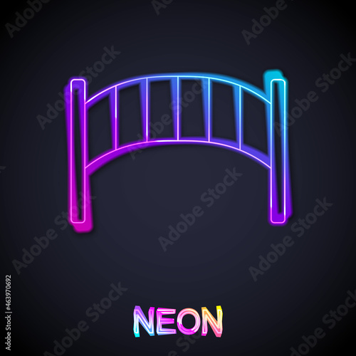Glowing neon line Playground kids bridge icon isolated on black background. Vector