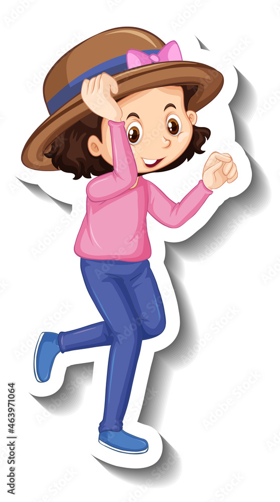 A sticker template of girl cartoon character A sticker template of girl cartoon character