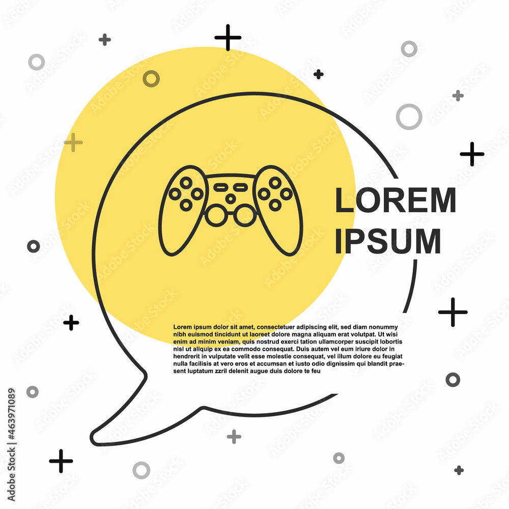 Black line Gamepad icon isolated on white background. Game controller. Random dynamic shapes. Vector Black line Gamepad icon isolated on white background. Game controller. Random dynamic shapes. Vector