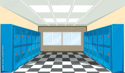 Interior of a school locker room