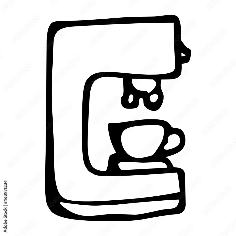 coffee maker of coffee hand drawn illustration coffee maker of coffee hand drawn illustration