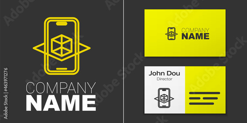 Logotype line 3d modeling icon isolated on grey background. Augmented reality or virtual reality. Logo design template element. Vector