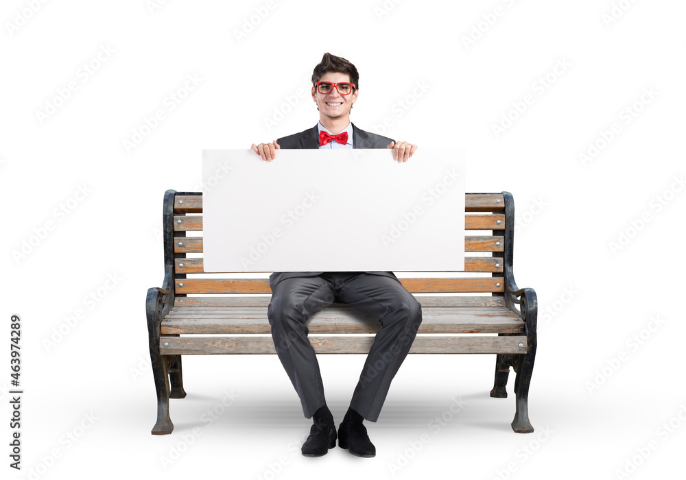 businessman with an empty banner businessman with an empty banner