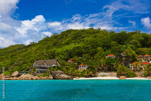 Hotel on tropical beach - La Digue Seychelles