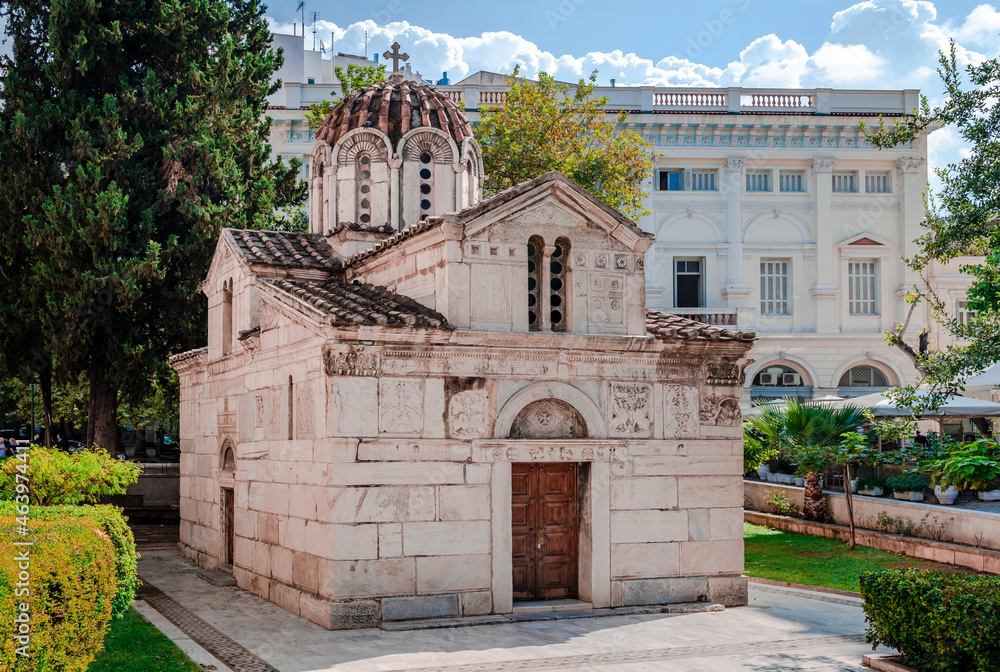 The Little Metropolis, formally the Church of St Eleutherios, a Byzantine-era church located at the Mitropoleos square, next to the Metropolitan Cathedral of Athens, in Greece.