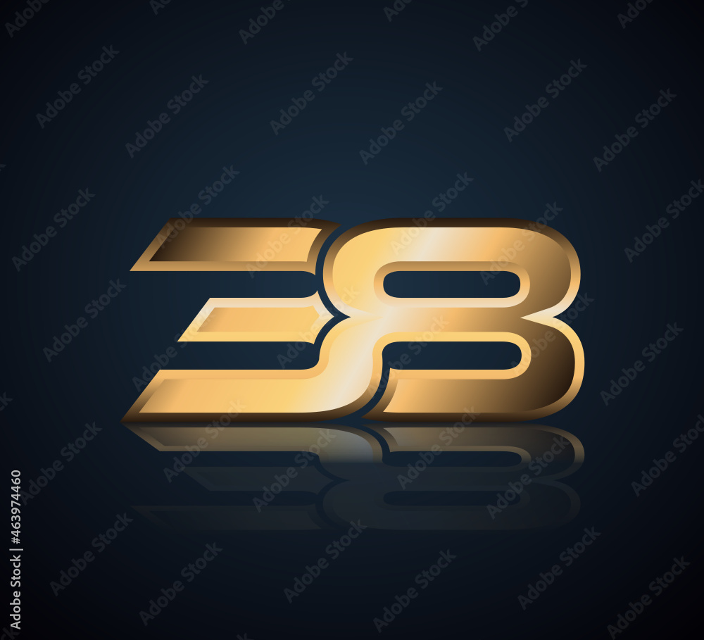 Gold Logo 3D Shine in Dark Background with Realistic Reflection Number 38 Gold Logo 3D Shine in Dark Background with Realistic Reflection Number 38