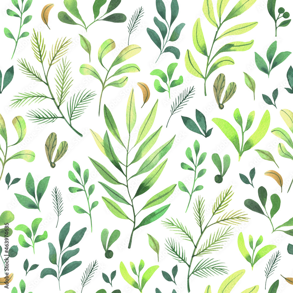 custom made wallpaper toronto digitalSeamless pattern with summer leaves. Hand drawn watercolor illustration assembled into an ornament.