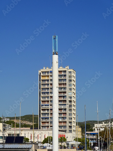 The relay antenna and the tower of Carry le Rouet near Marseille.