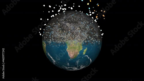 Nature evaporates from the globe, leaving the stone lifeless surface. Degradation, decay, environmental problems concept. ProRez with alpha, easy to place on any background.