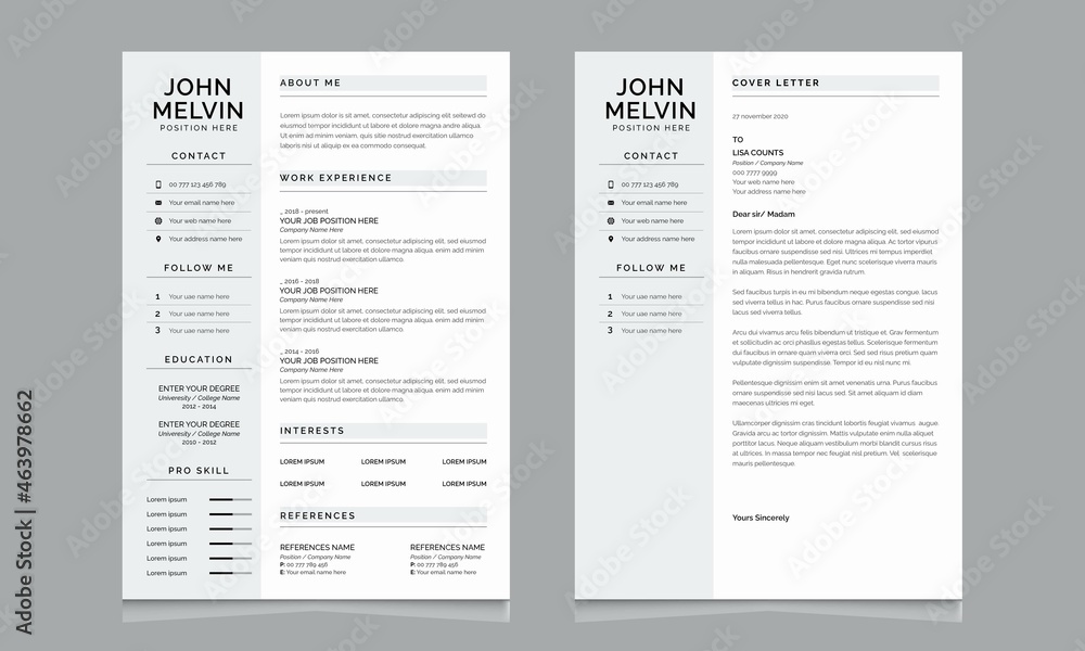 White Lilac Blue and Solitude resume template Cv professional Grey ...