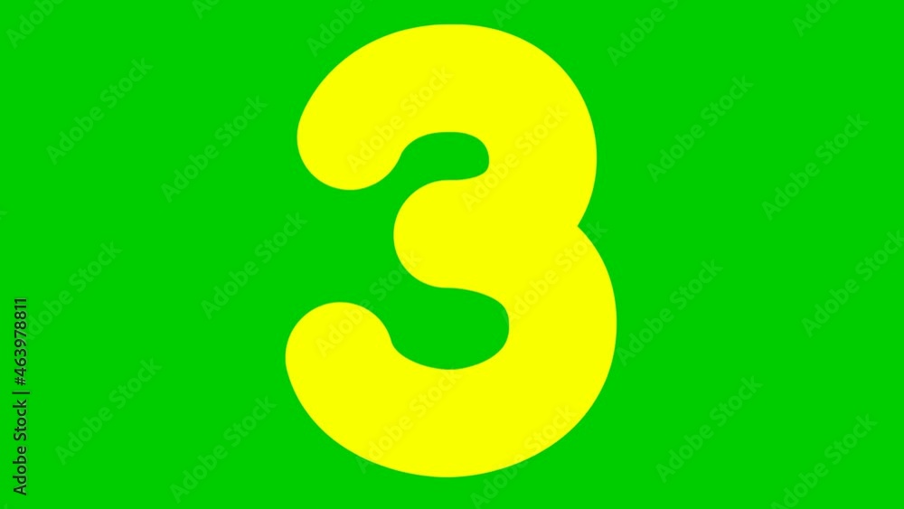 Funny children yellow numbers. Count from 1 to 10. The numbers appear and disappear in turn. Vector illustration isolated on green background. Funny children yellow numbers. Count from 1 to 10. The numbers appear and disappear in turn. Vector illustration isolated on green background.