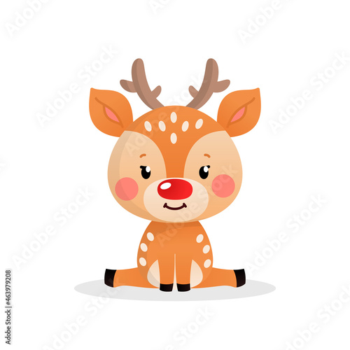 Cute deer character icon. Illustration of cute cartoon deer isolated on white background. Vector 10 EPS.