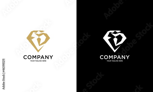 ED monogram logo with diamond shape and ring design template