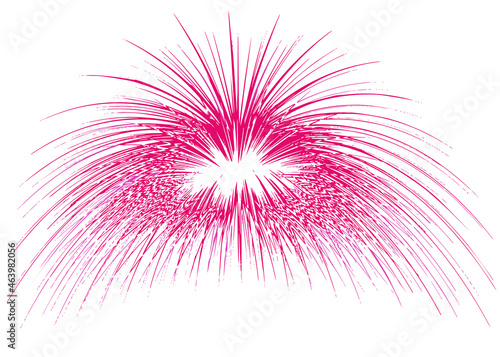Red fireworks on white background.