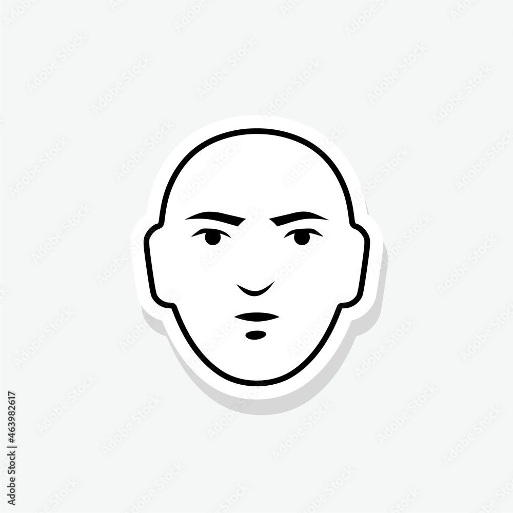 Man face sticker icon flat icon isolated on white background