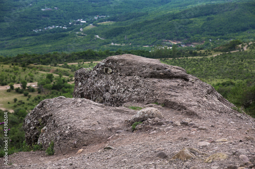 Valley of Ghosts. Sights of the Crimea. At the top of the mountain. Stone Animal. Stone lynx.