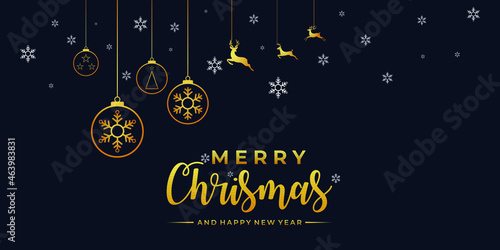 beautiful marry christmas and happy new year banner
