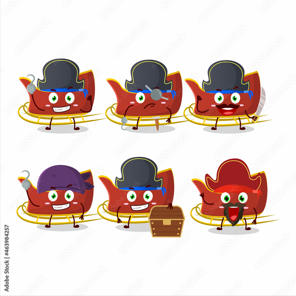 Cartoon character of snow chariot with various pirates emoticons Cartoon character of snow chariot with various pirates emoticons