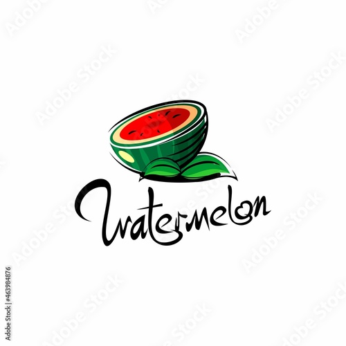 red watermelon logo illustration vector