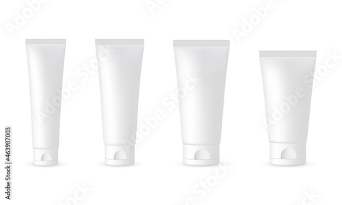 Set of Blank Cosmetic Tubes Isolated on White Background. Vector Illustration