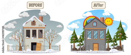 House before and after renovation
