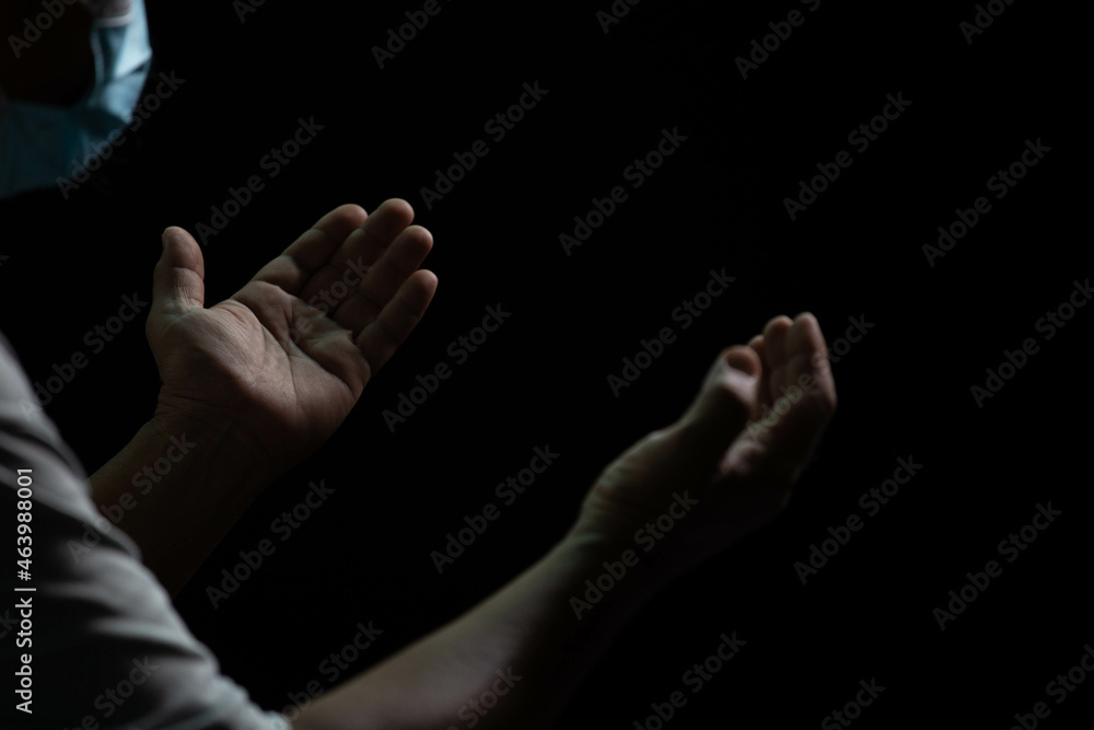 Asian religion. Hands of Muslim men asking for blessings from God. To be free from various dangers Asian religion. Hands of Muslim men asking for blessings from God. To be free from various dangers