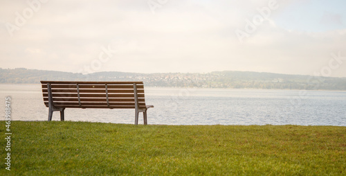 bench on the lake water