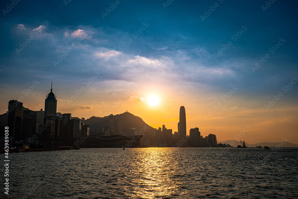 Hong Kong cityscape at sunset