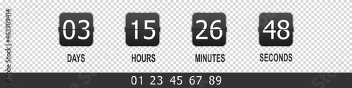Clock Counter, Timer Flip Countdown, Time Remaining Countdown - Vector Illustration - Isolated On Transparent Background