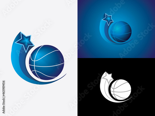 Fototapeta Naklejka Na Ścianę i Meble -  basket ball with star modern minimalistic simple logo