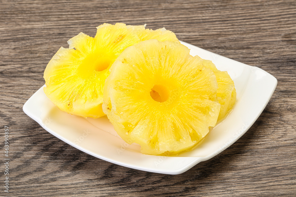 Sweet pineapple rings in the bowl Sweet pineapple rings in the bowl