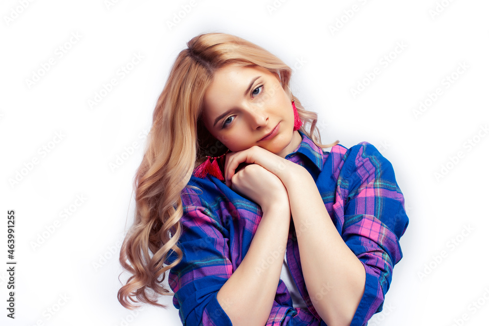 young pretty stylish hipster girl posing emotional isolated on white background happy smiling cool smile, lifestyle people concept young pretty stylish hipster girl posing emotional isolated on white background happy smiling cool smile, lifestyle people concept
