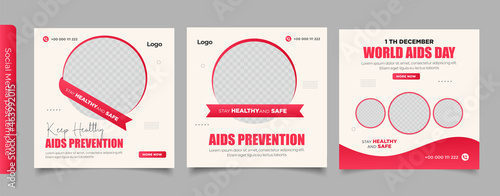 world AIDS day for social media template	
