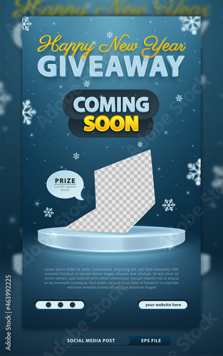 New year giveaway social media story  or poster template
