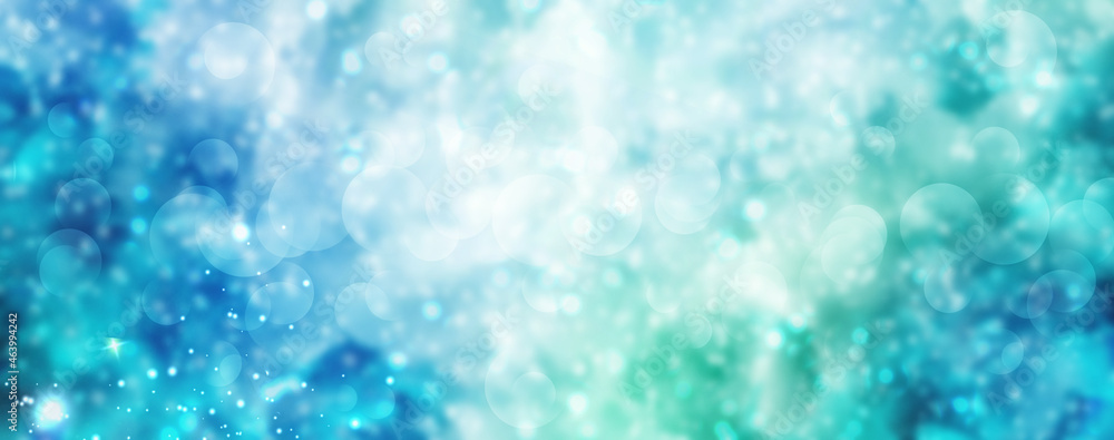 Blue Christmas Glitter with Sparkle Glitter Of Lights And Stars. Blue and Teal Background