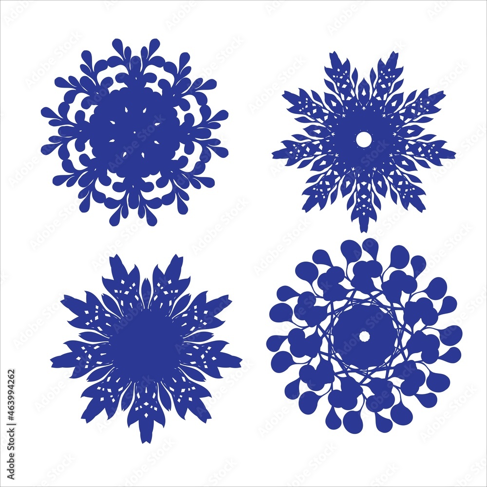 Set of snowflakes. Laser cut pattern for christmas paper cards, design elements, scrapbooking. Vector illustration. Set of snowflakes. Laser cut pattern for christmas paper cards, design elements, scrapbooking. Vector illustration.