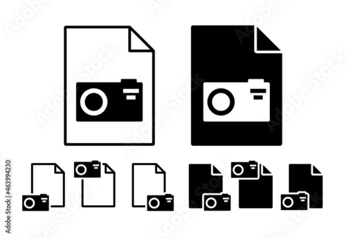 Photo camera vector icon in file set illustration for ui and ux, website or mobile application