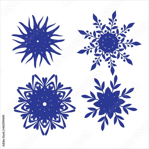Set of snowflakes. Laser cut pattern for christmas paper cards, design elements, scrapbooking. Vector illustration. © Elala 9161