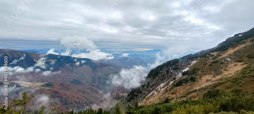 panorama of the mountains with clouds