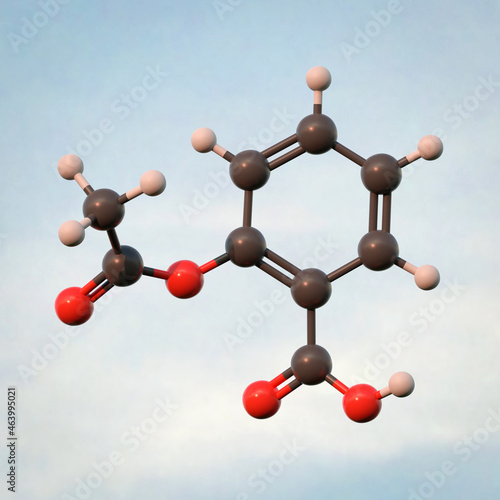 Aspirin molecule, illustration photo