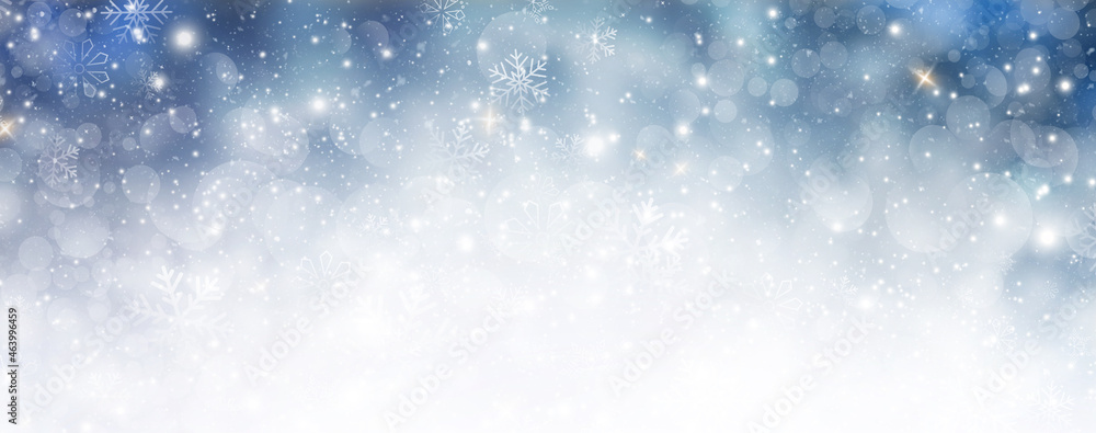 Winter Abstract Snowflake Background in Blue, Copyspace Winter Abstract Snowflake Background in Blue, Copyspace
