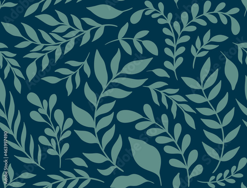 Seamless pattern silhouette plant branch.Ornament design abstract botanical element background.